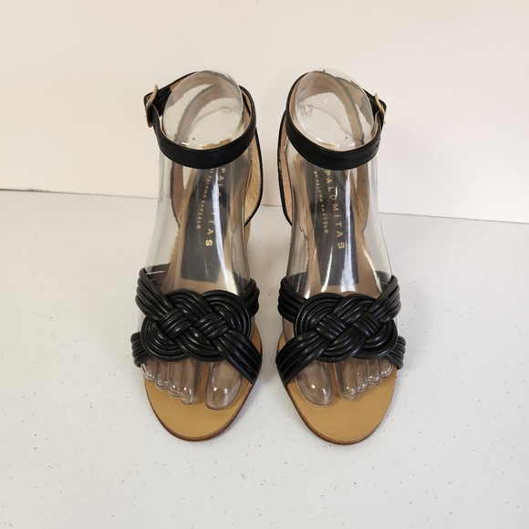 Palomitas by Paloma Barcelo Black Knot Sandals Shoes Wedge Heels Open Toe 36 6 - Picture 3 of 13